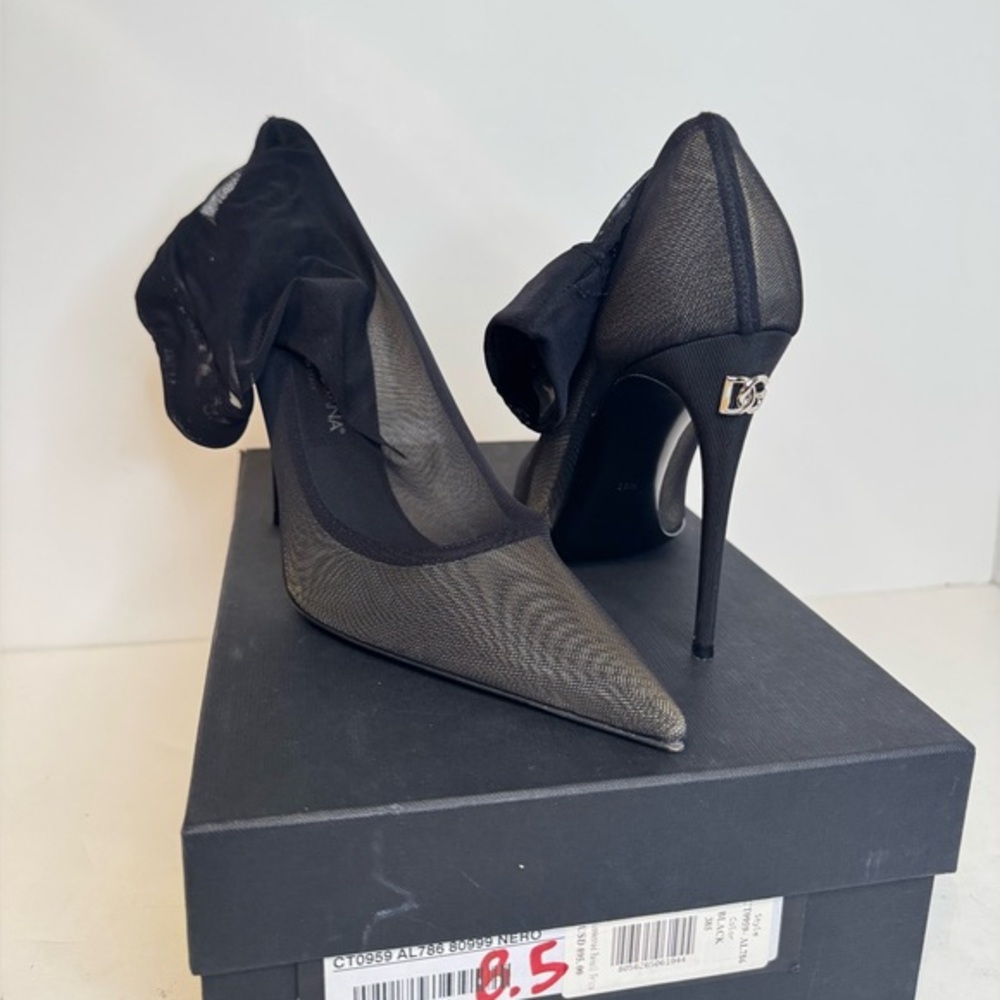 DOLCE & GABBANA Shoes Black Viscose Mesh Sock Style Boots EU38.5 / US7.5